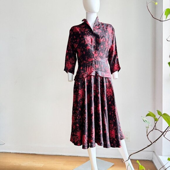 Vintage A Dress Town 50s does 40s Midi Floral Dress S - Picture 5 of 12
